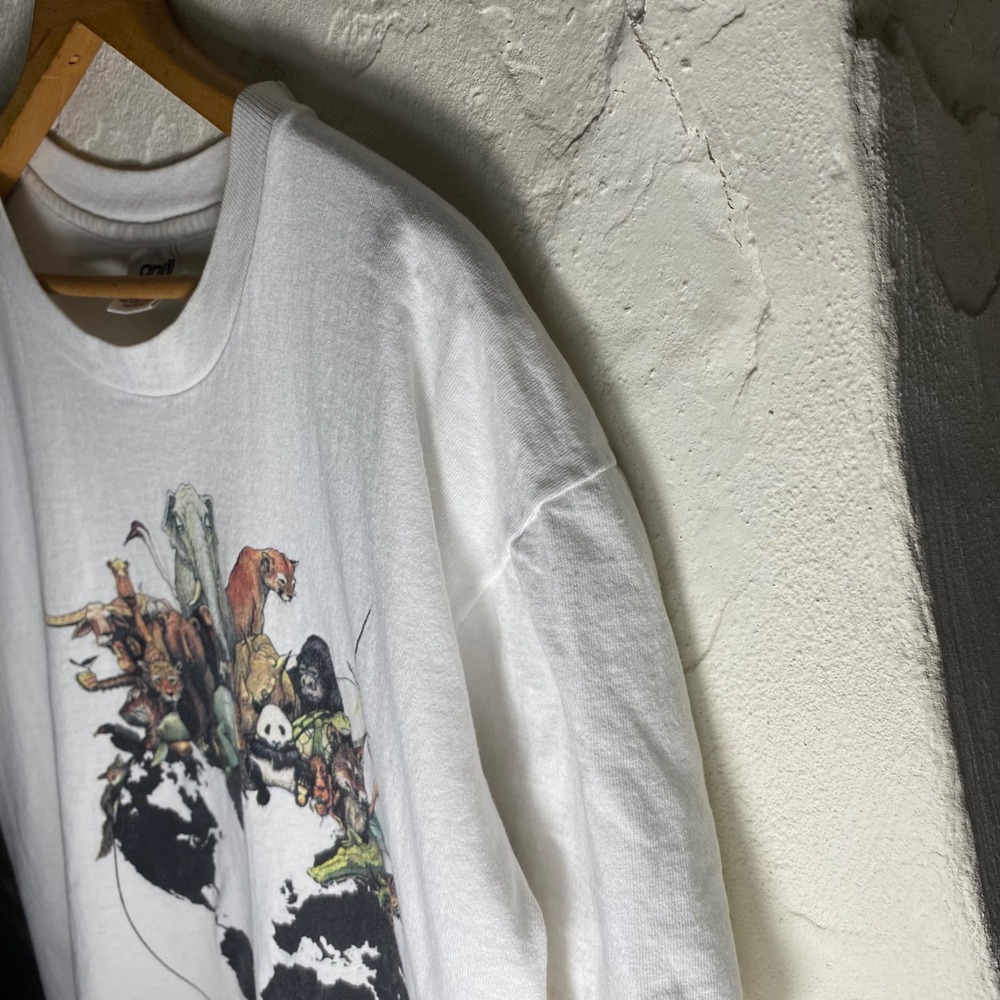 Vintage 1992 Human-i-Tees They Were Here First Animal Globe T-Shirt Mens Large - Picture 3 of 8